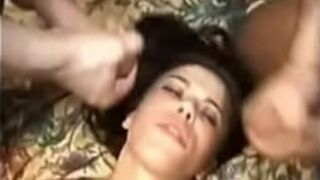 Slutty Roma sucks and jerks off two cocks at once - porn video