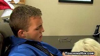 Twink and mature stud take turns sucking each other - porn video