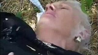 Picnic with British granny and young guy - porn video
