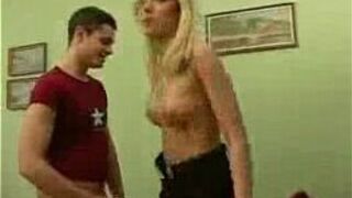 Naughty blonde gf gets fucked up the ass - porn video