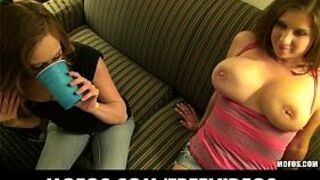 Three horny young slutty teens start massive hotel room orgy - porn video