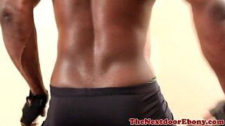 Muscled black jock amateur soaps up - porn video